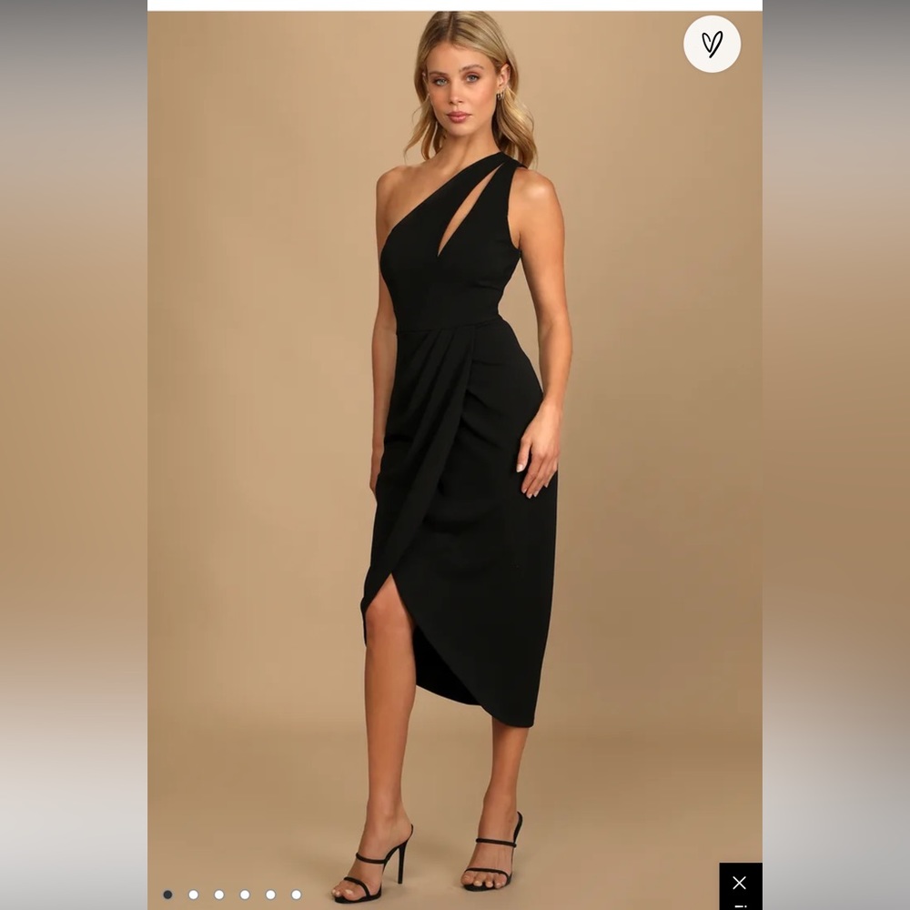 NWT lulus So Flirty Black One-Shoulder Cutout Asymmetrical Dress